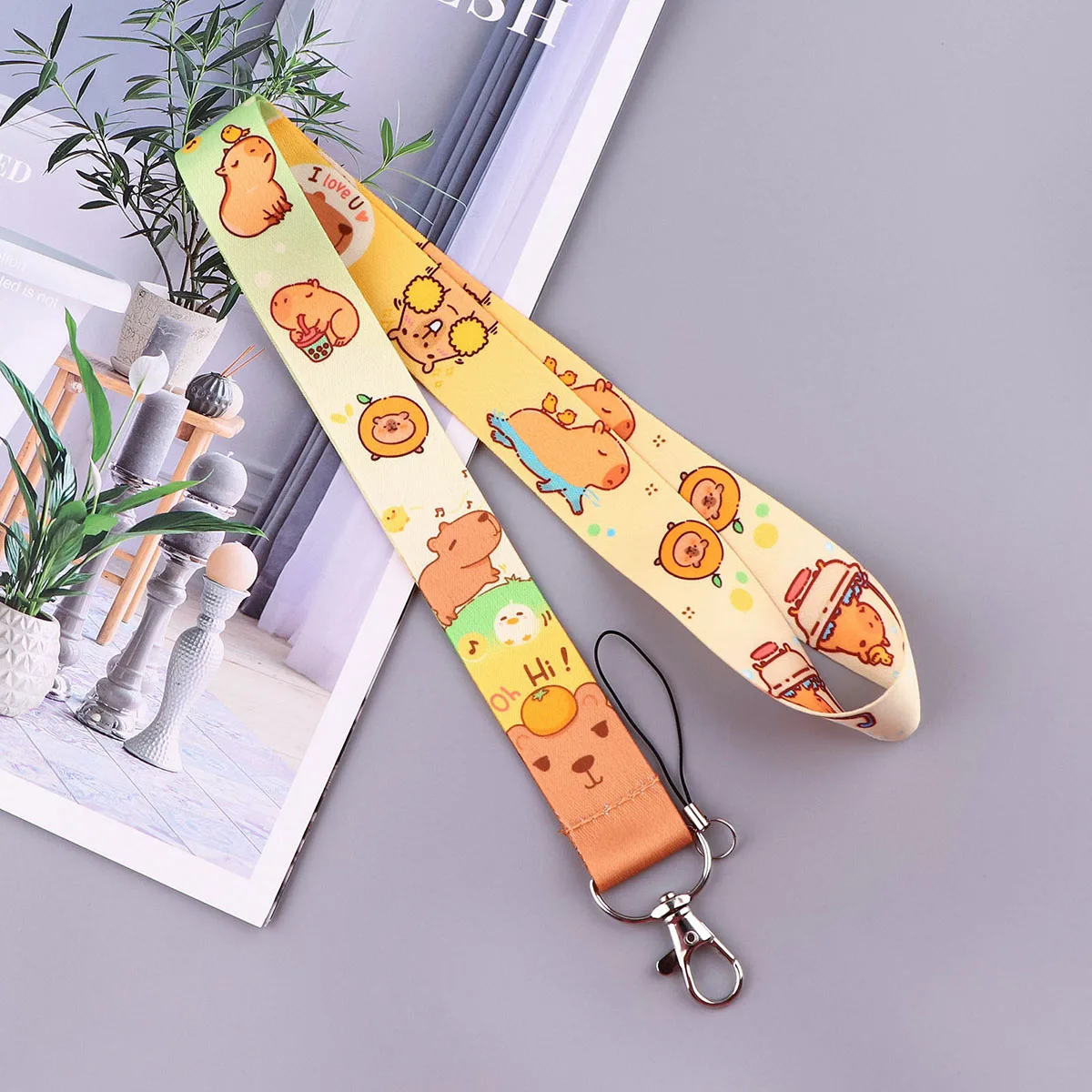 Cute Capybara Lanyards For Keys ID Card Gym Cell Phone Neck Straps USB Badge Holder Hang Rope Strap Accessories Gifts