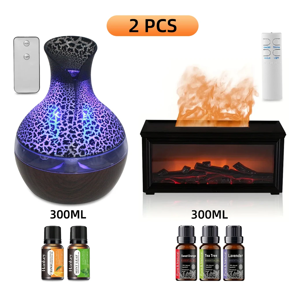 

【2-Pack】Essential Oil Diffuser & Cool Mist Humidifier Features 7-Color LED Mood Light & Sound Wave Therapy for Home, Office, Yo