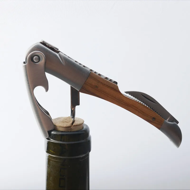 Laguiole Wine Bottle Openers Wood Handle Wine Accessories Household Wine Corkscrew Can Opener Beer Cap Jar Kitchen Tool Giftbox