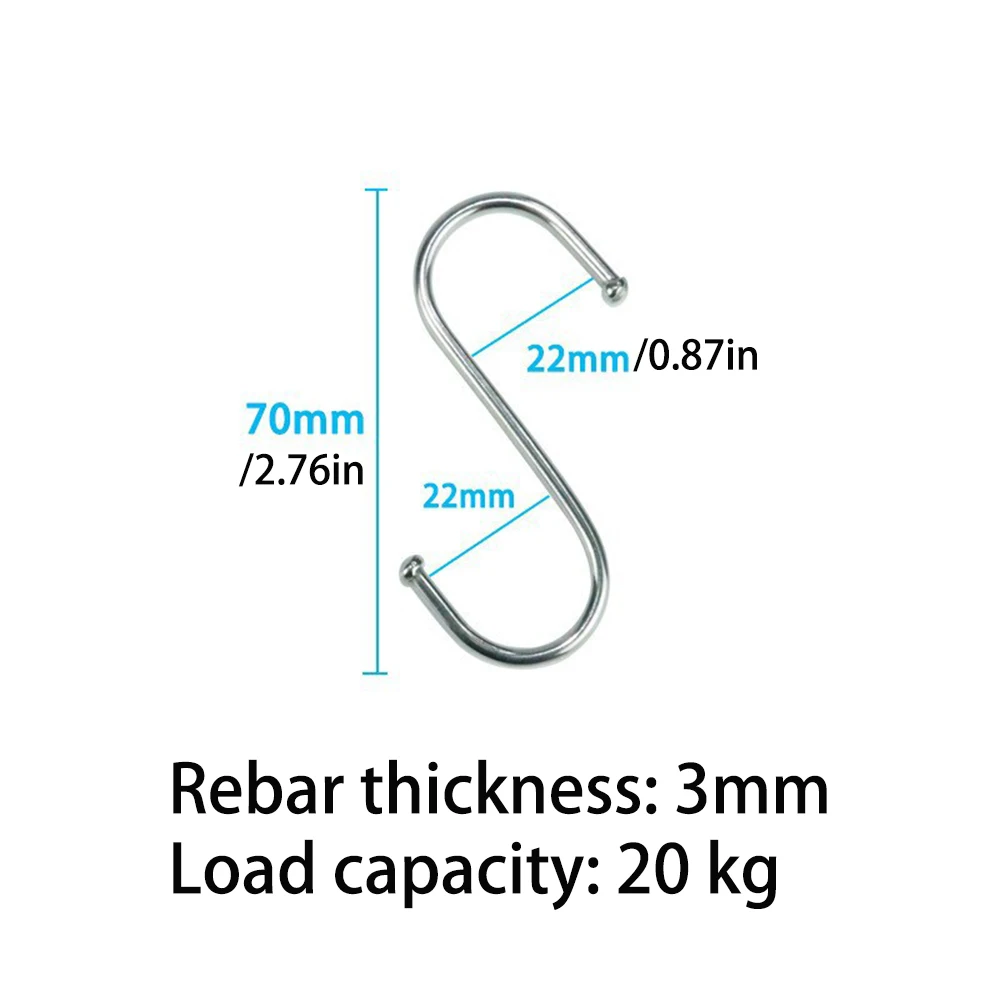 3/9/16pcs Stainless steel S shaped hook Large hook S hook, multi purpose S shaped hook metal S-hook hook for kitchen or bathroom