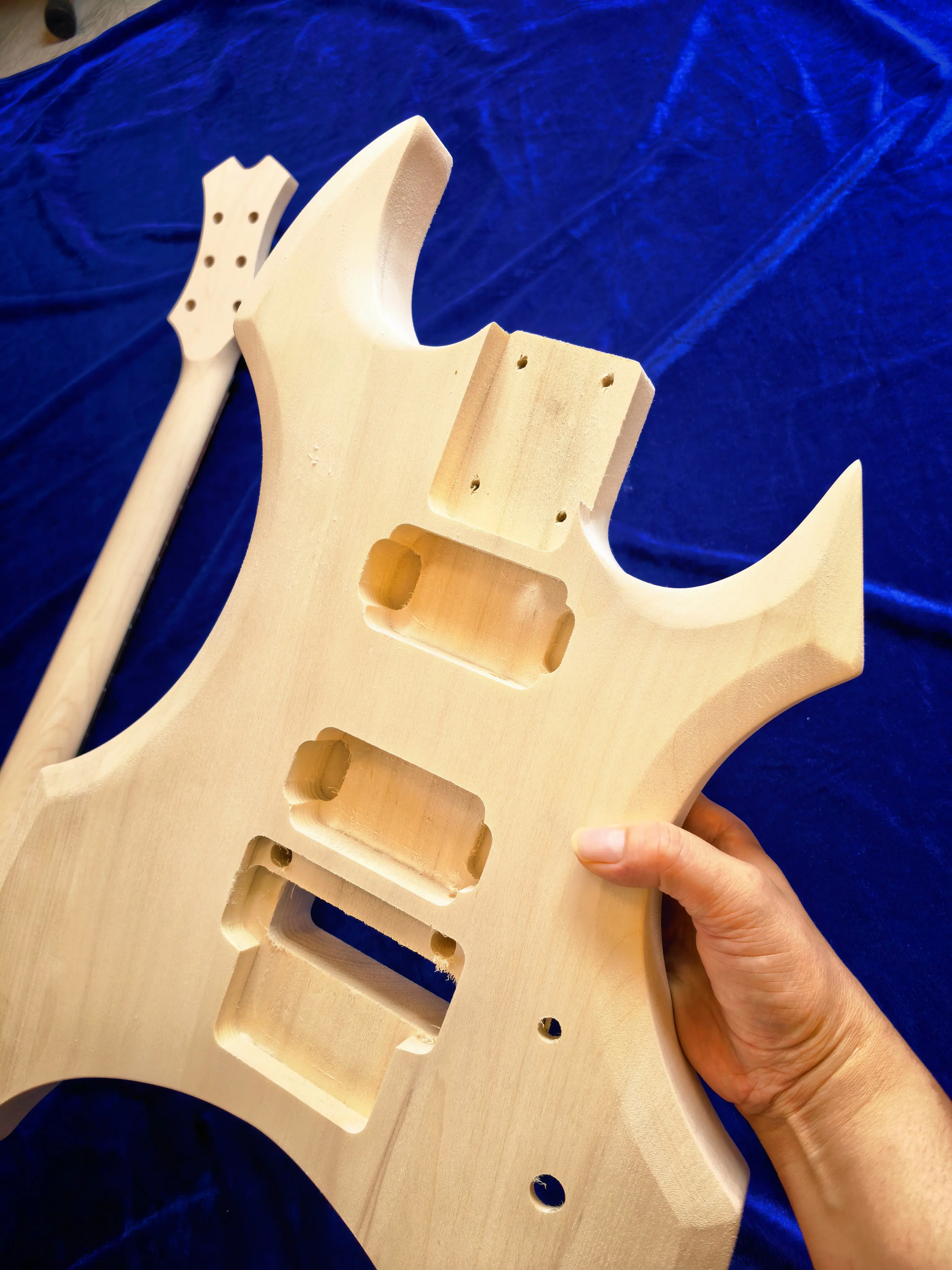 Unfinished Special Shape Electric Guitar Kit, DIY Guitar Body + Neck, Solid Wood Guitar Builder Kit, Devil Horn Guitar DIY - view 6