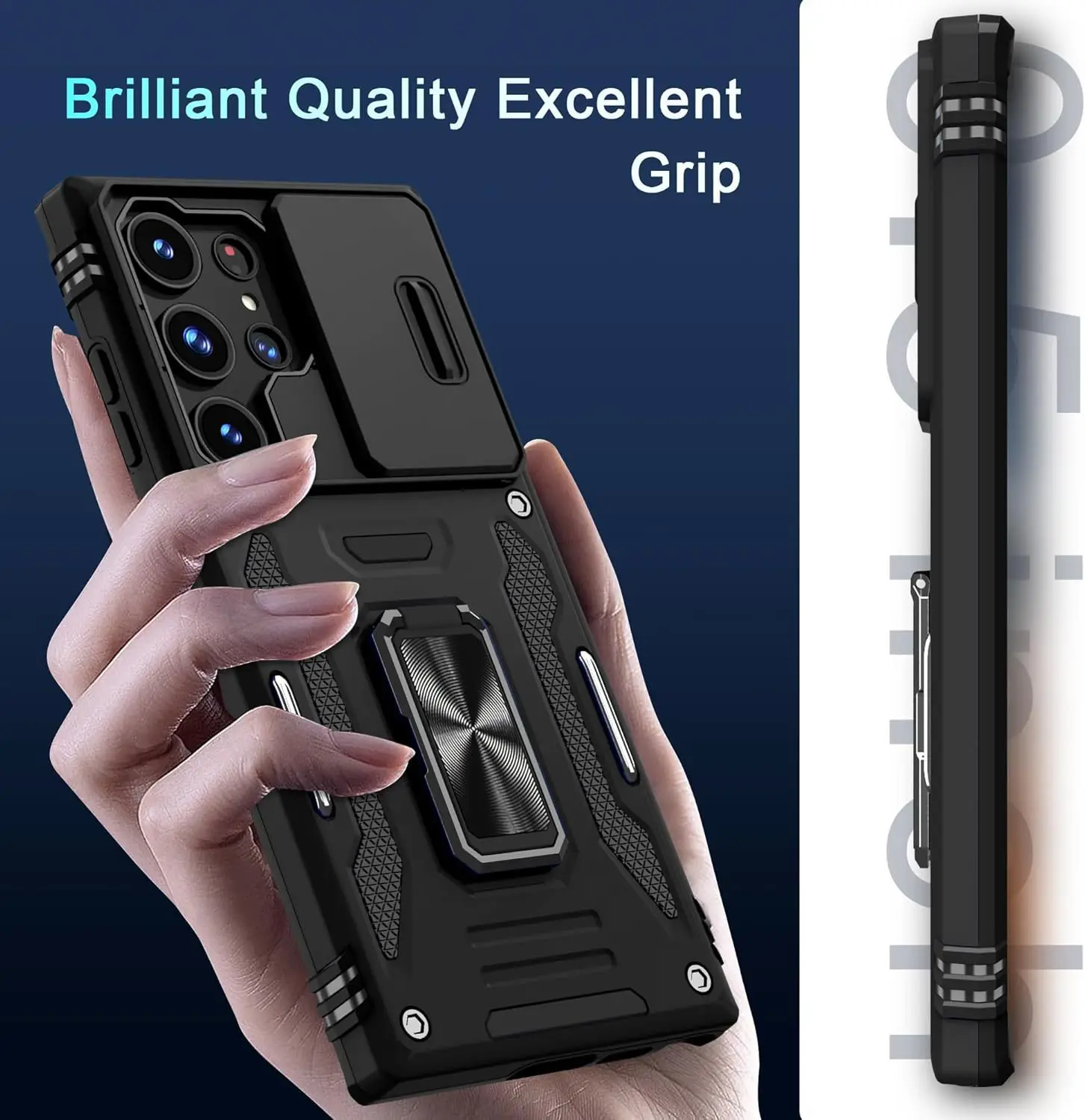 2025 Ring Three-proof + Tempered Glass Case For Samsung Galaxy S25 Ultra Cover Holder Anti-knock Cases For Galaxy S25Ultra