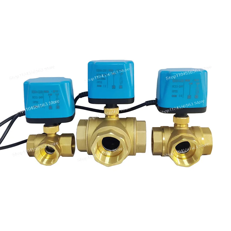 1/2” to 2” Brass Electric 3-Way Ball Valve, 2-Wire NC/NO AC220V Switch Valve for Water Control