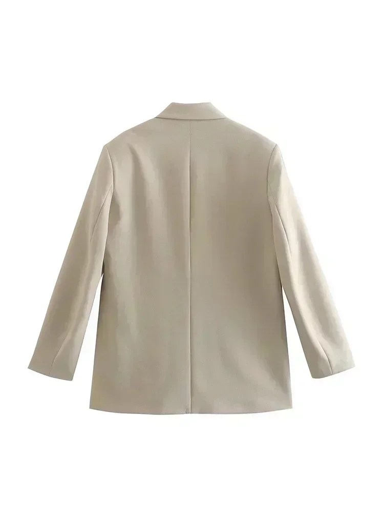 Blazer croisé grande taille pour femme, manteau vintage, manches longues, poches, nouvelle mode, 2022