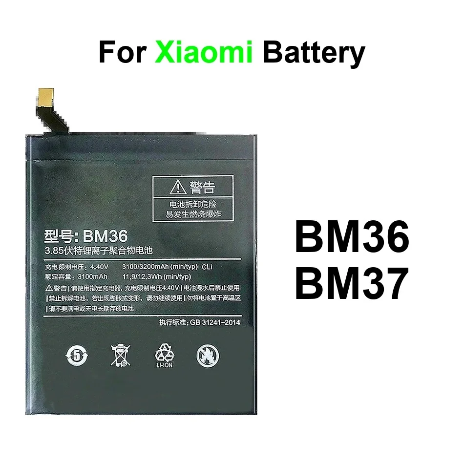 

Mobile Phone Battery Long Lasting BM36 BM37 3100-3800Mah For Xiaomi MI 5S Mi5s Plus