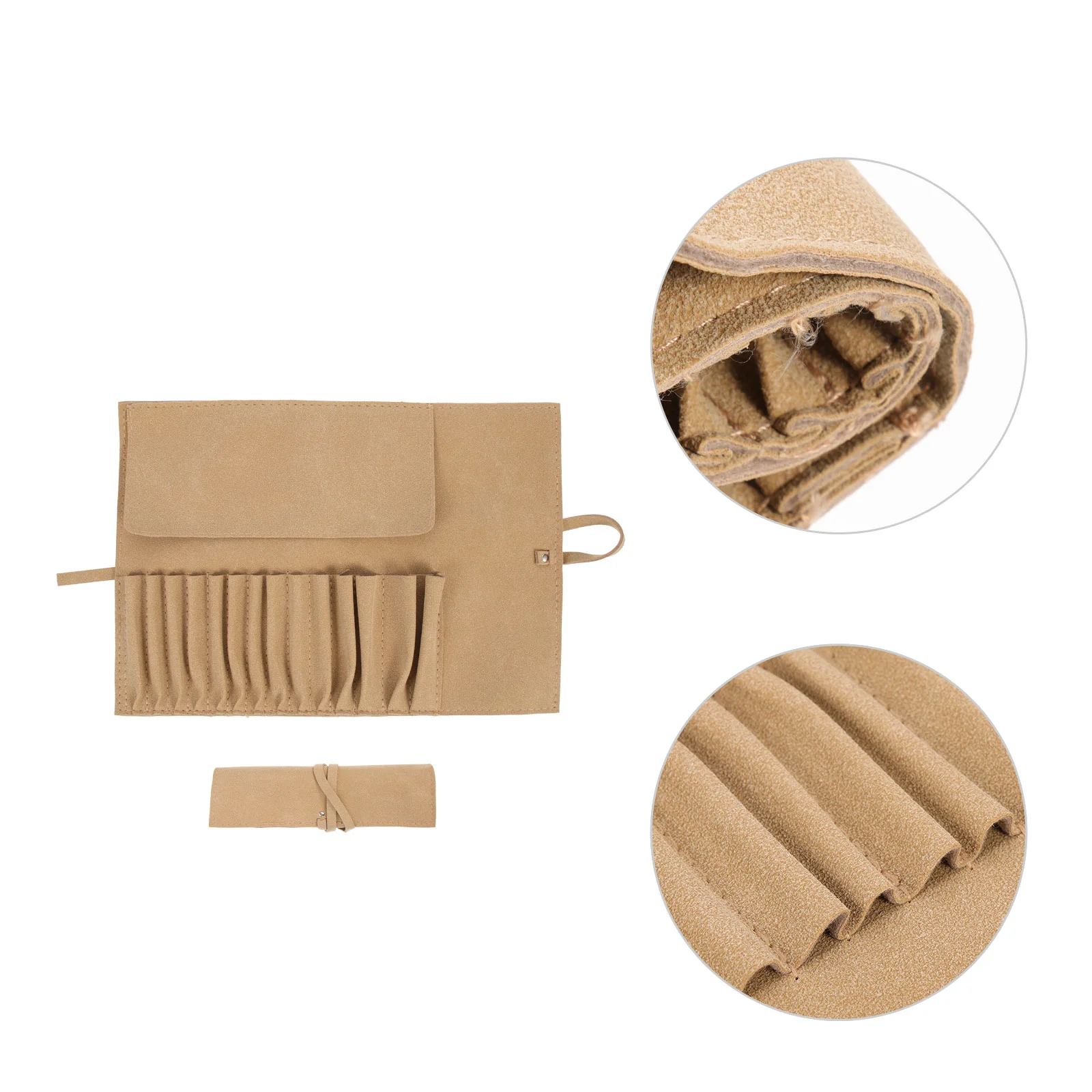 

Storage Box Makeup Brush Bag Travel Toiletry Pouches Suede Rolling Case