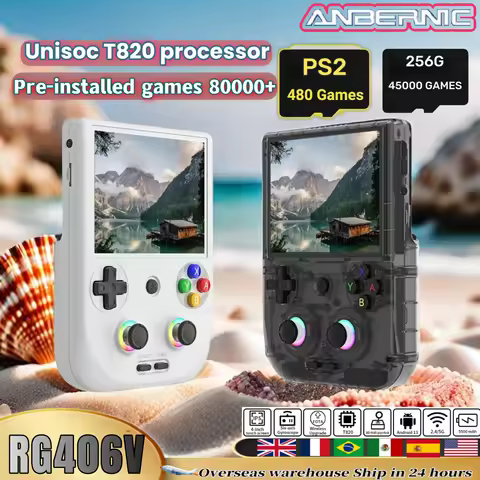 ANBERNIC RG 406V Retro Video Handheld Game Console 4" IPS Multi-touch Screen Android13 RG406V RGB Lighting FOTA Update 512G PS2