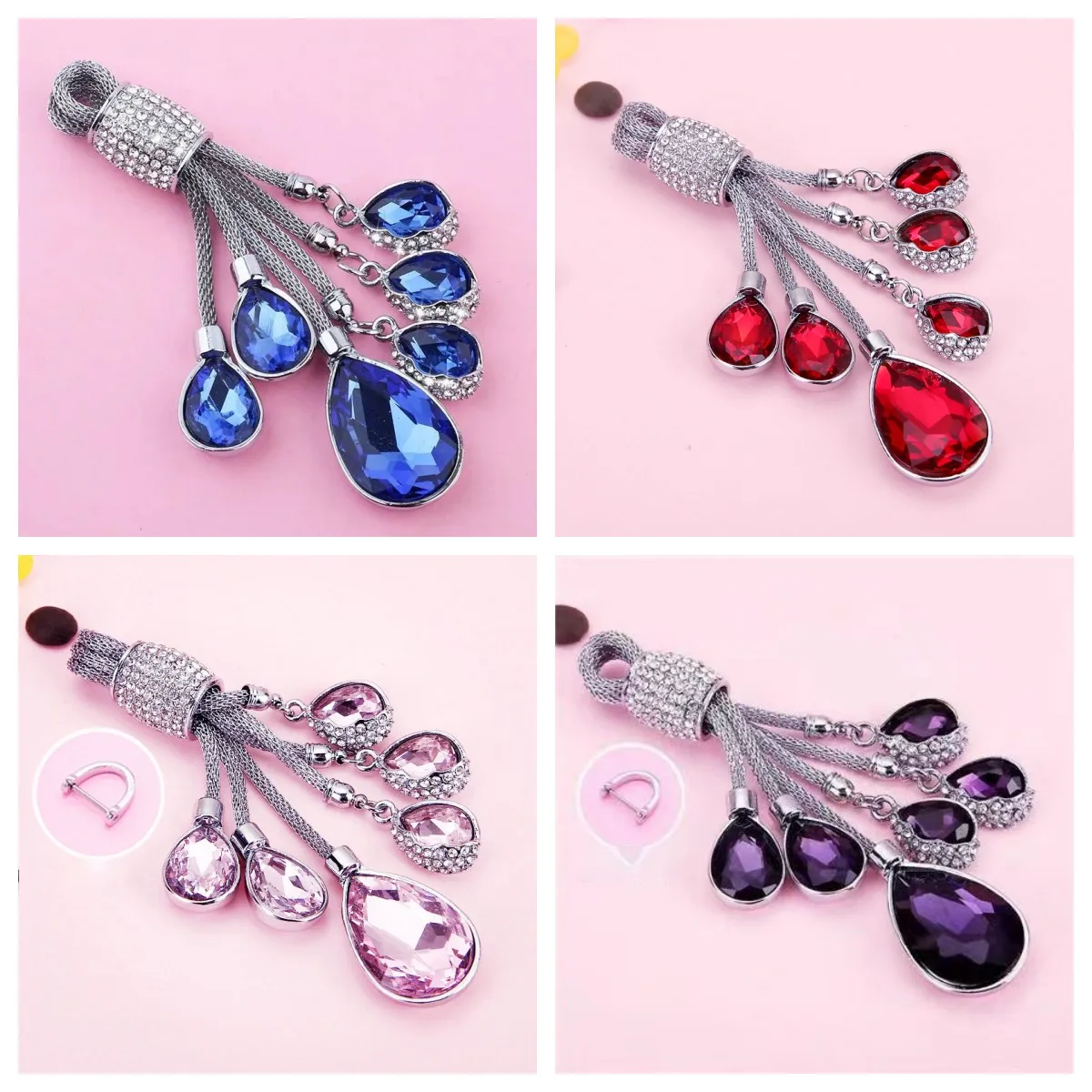 Universal Car Keychain Pendant Crystal Mini Styling Car Key Ring KeyChain Bling Bling Crystal Inlay Alloy Women Car Key Pendant