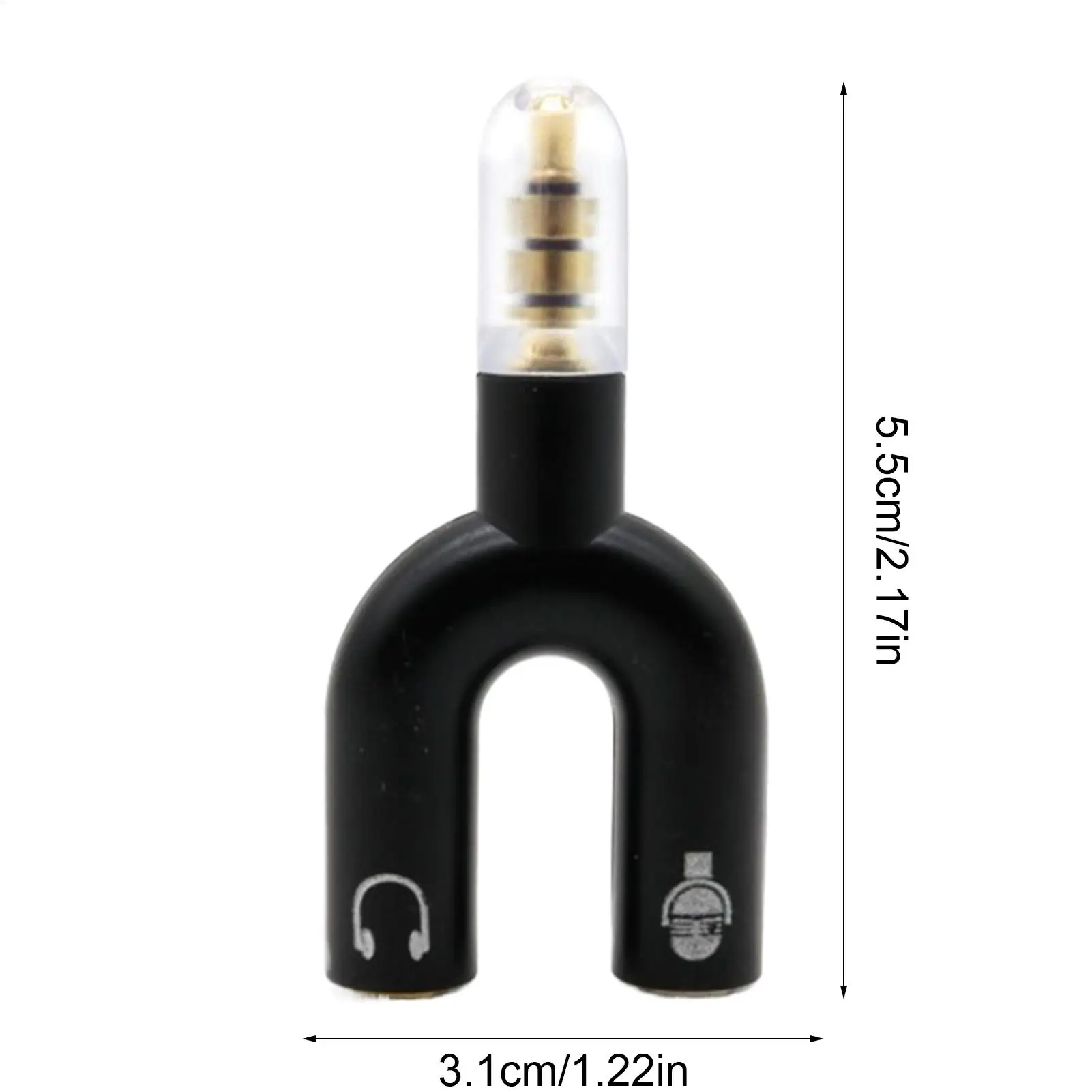 3.5mm jack fone de ouvido divisor microfone adaptador em forma de u estéreo 1-2 adaptador divisor de áudio para computador portátil orelha fone de ouvido cabo