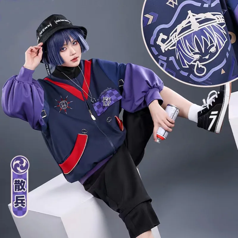 Genshin Impact Zipper Jacket Hoodies Anime Scaramouche Cosplay Pullover Patchwork Bomber Coat Sportswear Tracksuit Clothes