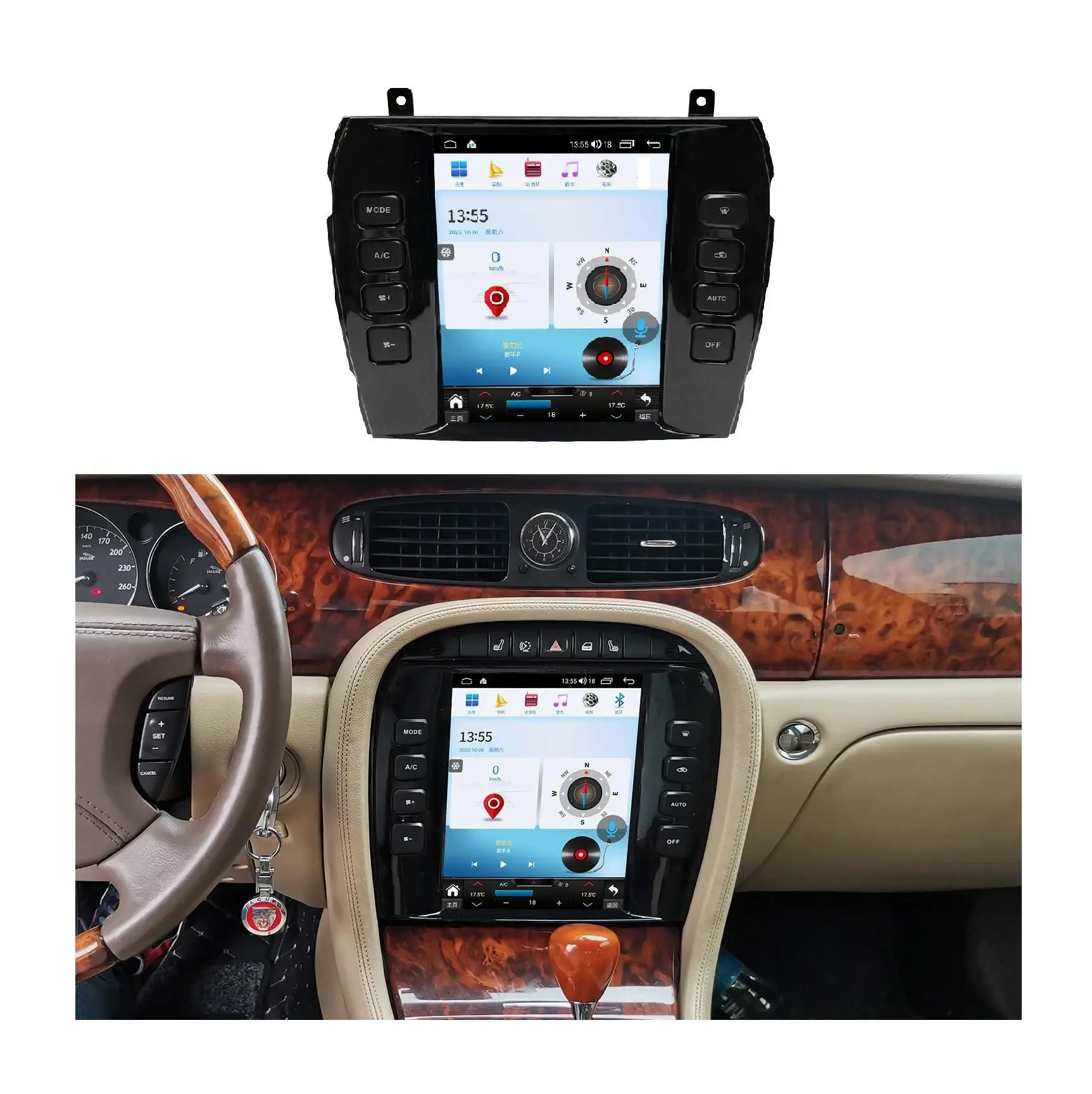 Android 13 128gb car DVD Radio Video Player For Jaguar XJ S-type X-type With GPS Navigation System