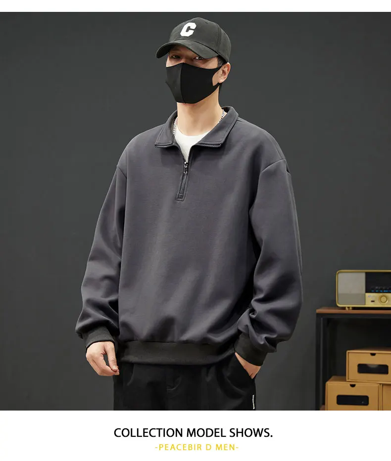 2026 Spring New Men's Large Size Sweatshirt Half Zip Designer Pullover Male Turtleneck Long Sleeve Big Plus 8XL Loose Sport Top