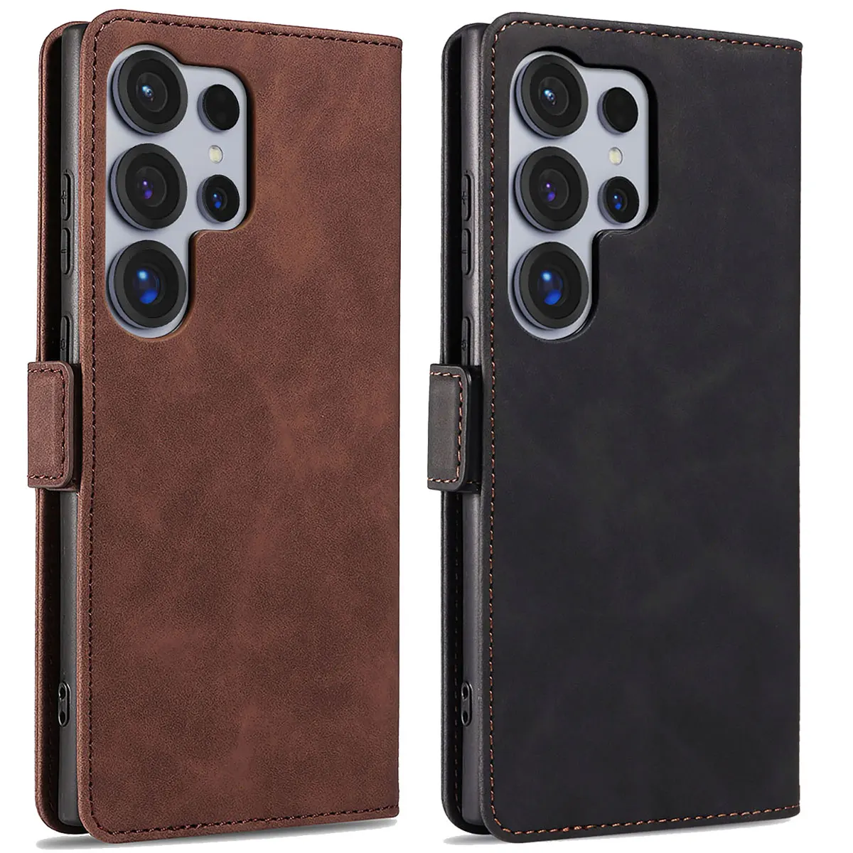 

For Samsung Galaxy S25 Ultra 5G Faux Leather Phone Case Flip Stand Holder Magnetic Wallet Card Slots Pocket Cover