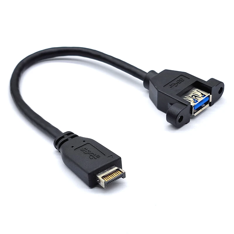 USB 3.2 Gen2 Front Panel Screw Mount Extension Cable 10Gbps 20Pin TYPE-E to USB3.1 TYPE-A Female/Male Connector Extensor Adapter