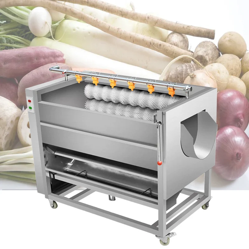 Vegetable Washing Peeling Machine Commercial Brush Type Potato Taro Ginger Sweet Potato Lotus Root Electric Cleaning Peeler Mach