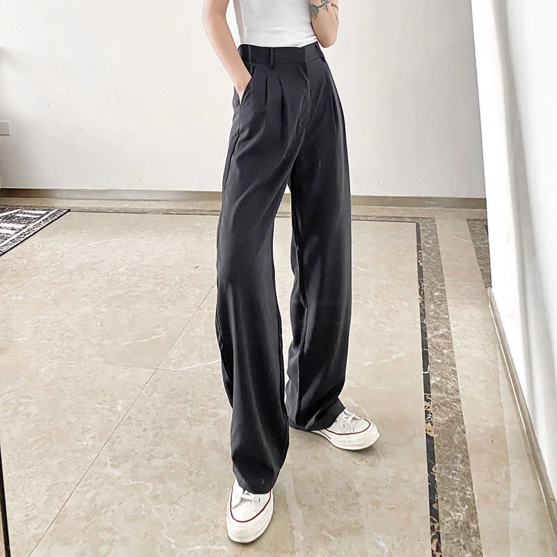 

Show Thin Pants Women's High Waist Feeling Loose Casual Straight Trousers Korean Fashion Women Clothing Y2k Pants