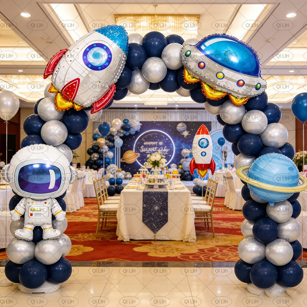3 Piezas de Decoración de Globos para Fiesta de Cumpleaños con Temática de Viaje Interestelar, Astronauta, Cohete Espacial Extragaláctico, Decoración para Baño, Regalo