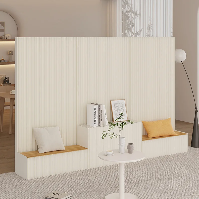 

Multifunctional stepped partition bench seat booth wall combination store wall stool integrated commercial partition paper wall