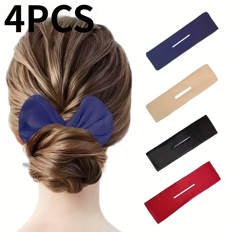 Kit 4 Peças: Modelador de Coque Preguiçoso para Mulheres, Ferramenta de Estilização de Cabelo, Faixa de Cabelo Rotativa, Rolo de Cabelo Leve Estilo Francês Vintage, Acessórios de Cabelo