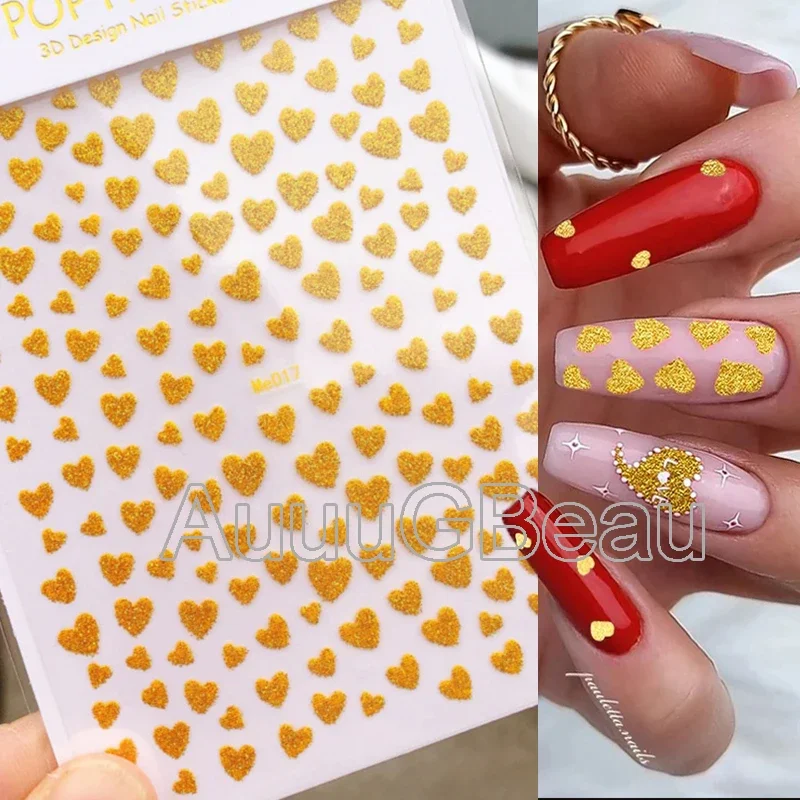 ثلاثية الأبعاد مسمار ملصقات فنية مشرقة يلمع أحمر أسود وردي وردي الحب قلوب لاصق المتزلجون مسمار ملصقات الديكور لمسمار مانيكير