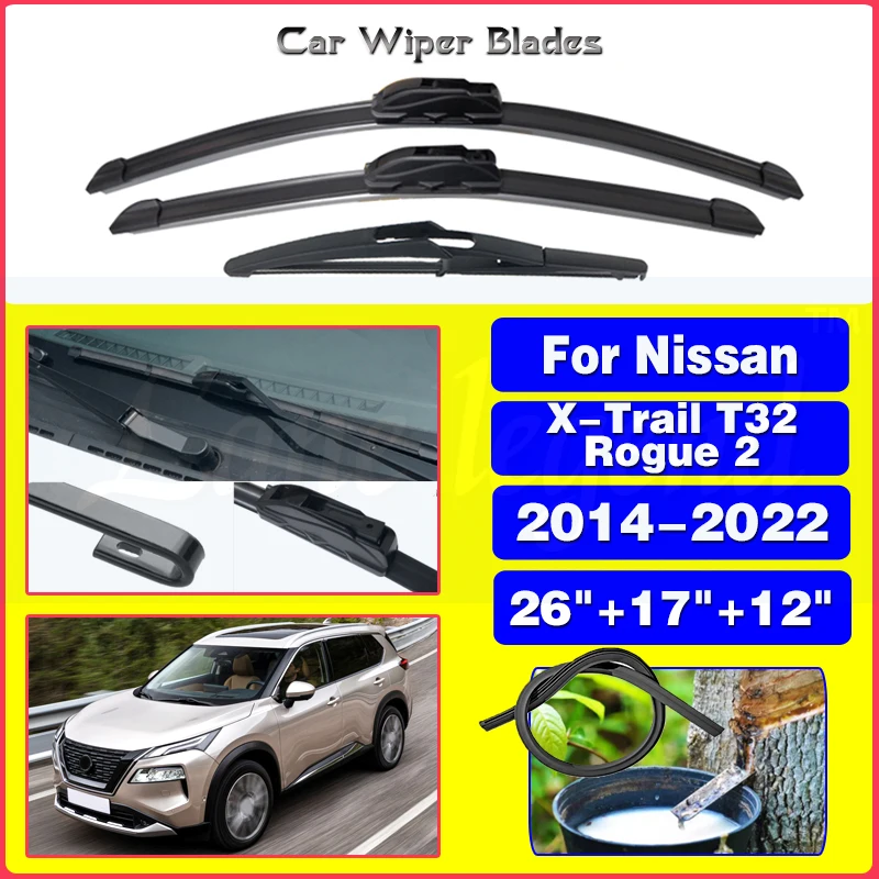 

Car Windshield Windscreen Front Rear Wiper Blade Rubber Accessories For Nissan X-Trail T32 Rogue 2 2014-2022 2020 2021 26"17"12"