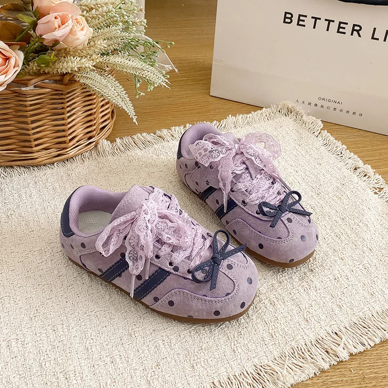Kids'Casual Shoes Polka Dot PU Leather Autumn Fashion Shoes For Children Breathable Anti-slip Designer Blue Purple Size 23-36