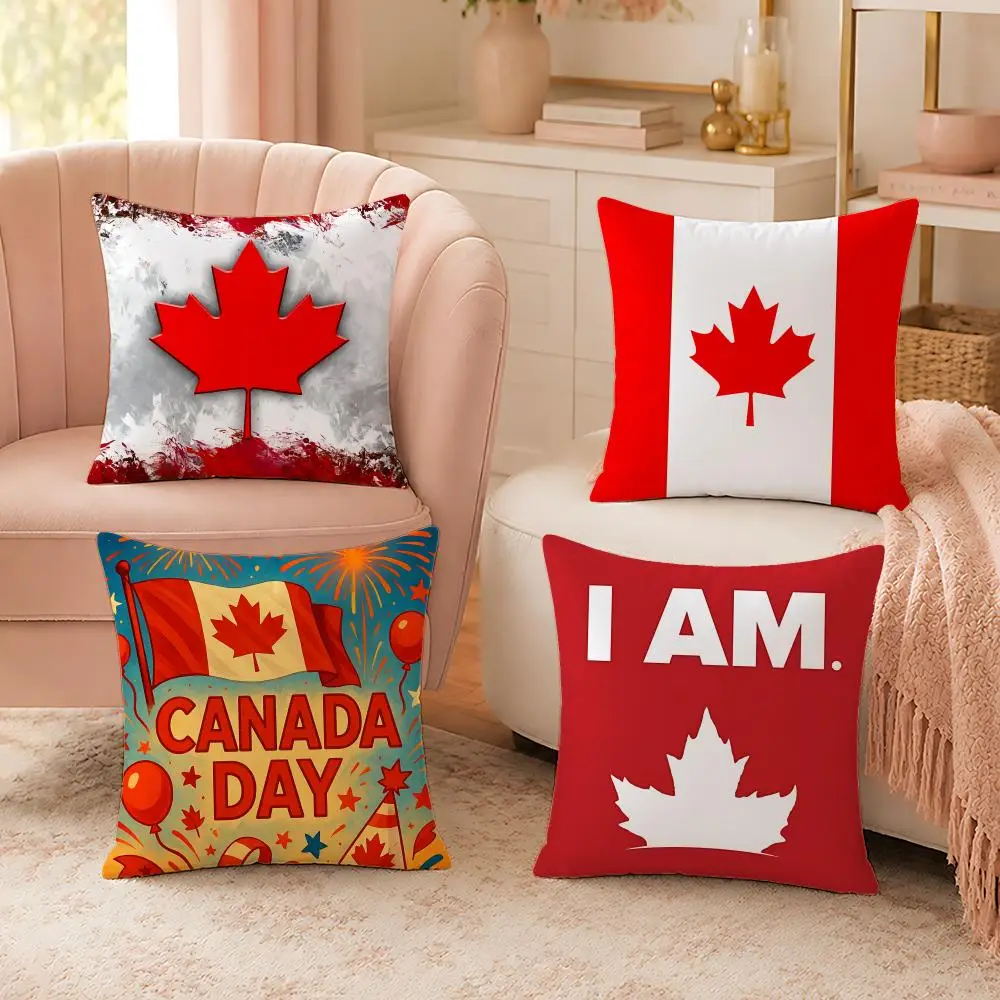 Canada Maple Leaf Art Cushion Cover Custom Plush Pillow Cover Soft Cloud Comfort for Sofa Bed Couch