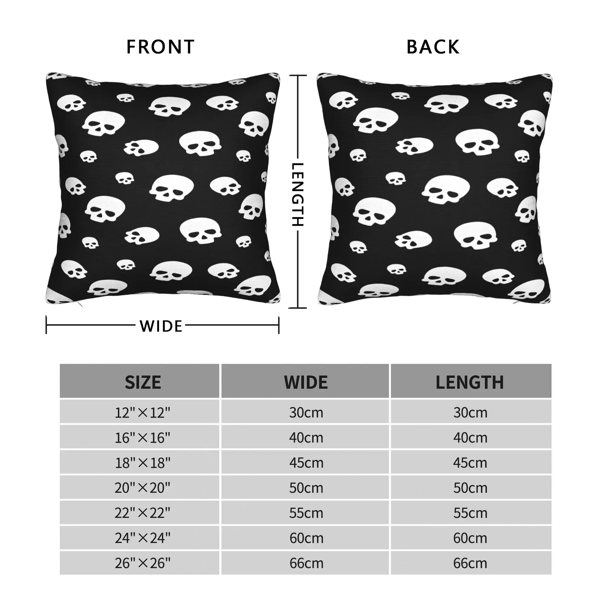 Pillow Case White Skull Silhouette Soft  Pillow Cover For Living Room Chair Kawaii Pillowcases