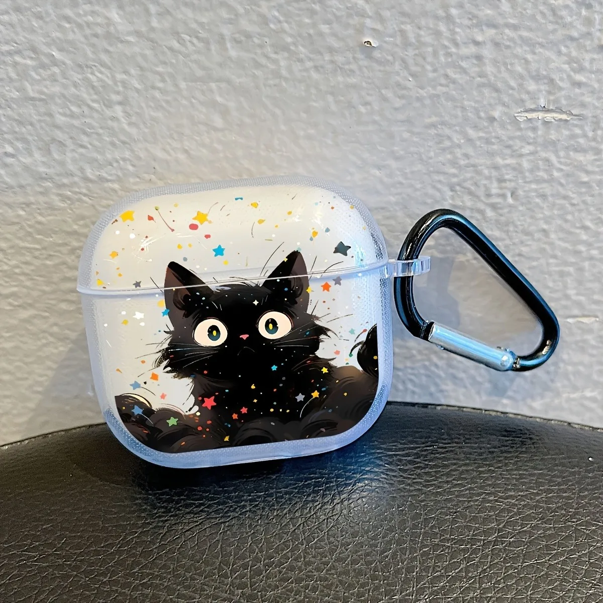 Headphone Case For AirPods Pro3/Pro2/Pro Artistic Cute Black Cat Star Headset Case For AirPods 4/3/2/1 Earphone Protective Cover