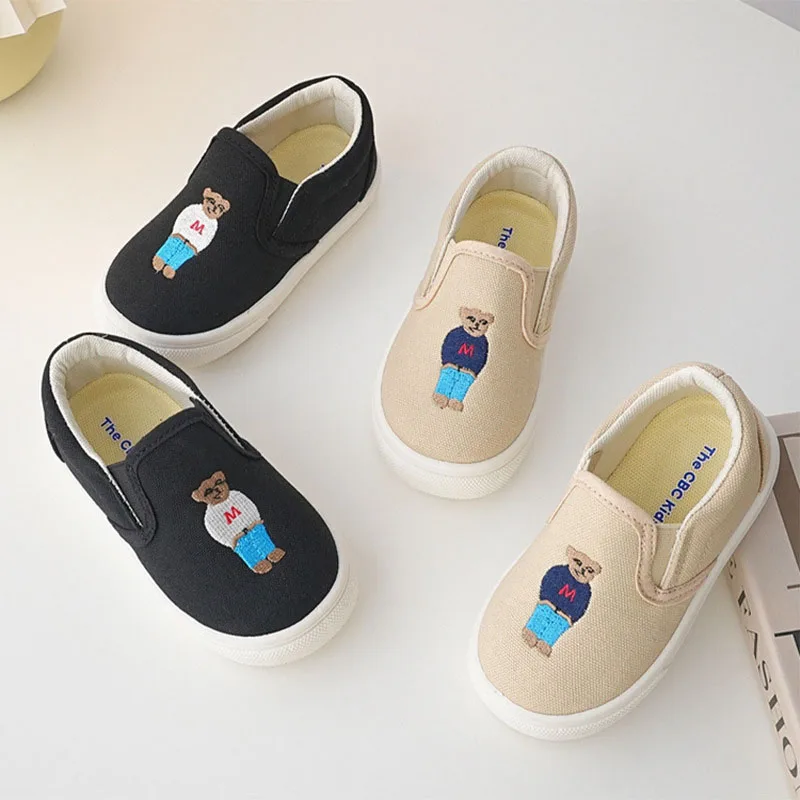 Spring Autumn New Baby Cartoon Cloth Shoes Boys Slip-on Casual Flats Girls Fashion Board Shoes Children Leisure Shoes