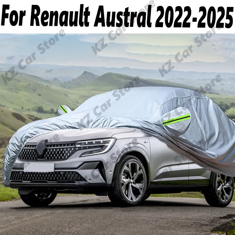 Full Car Cover For Renault Austral 2022-2025 Black Sun Shade Rain Snow Scratch Prevent Anti UV Auto Cover Waterproof