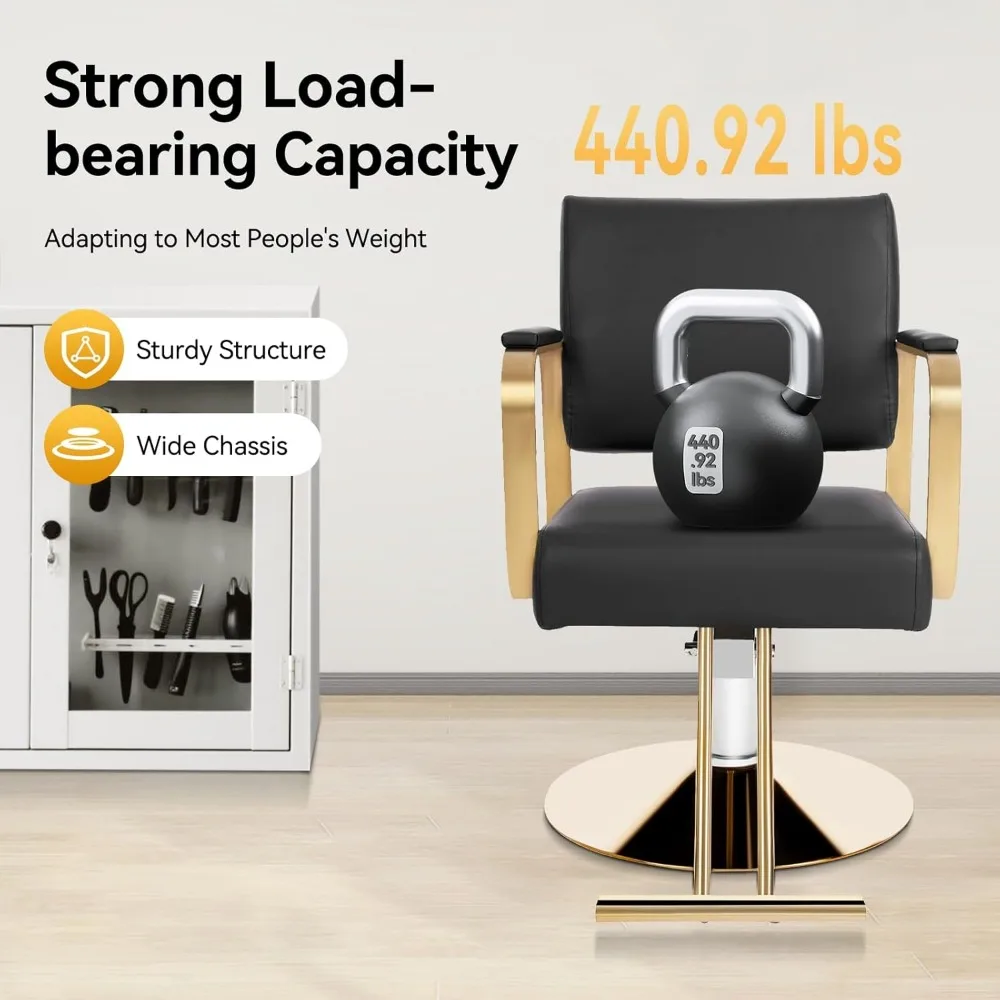 كرسي الصالون، 360 ° كرسي صالون تصفيف الشعر سبا قابل للتدوير وقابل للتعديل، كرسي حلاق متعدد الوظائف بوزن 440 رطل مع مسند للقدمين #3