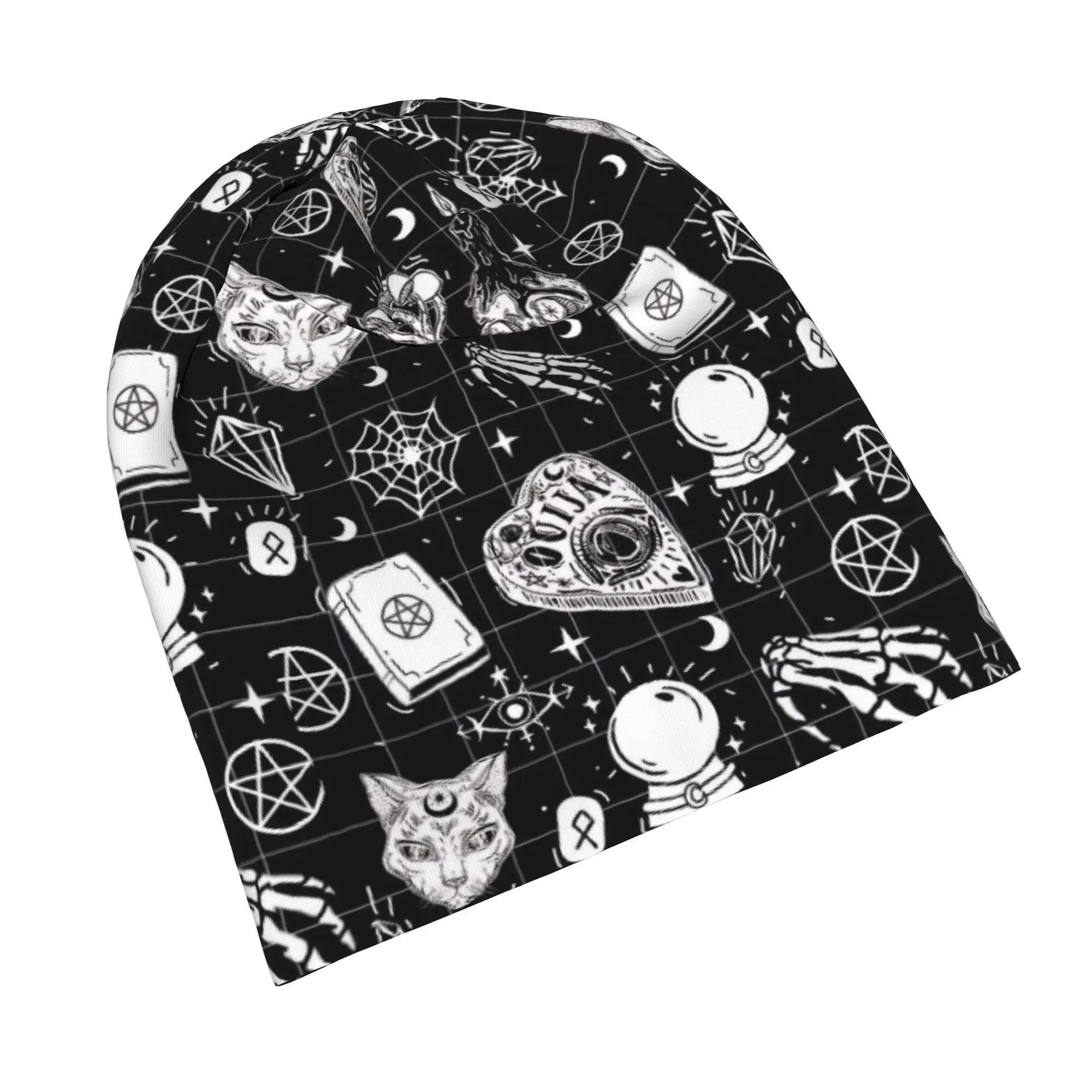 Ouija Board Caps Magic Skull Cat Hip Hop Adult Street Skullies Beanies Hats Spring Warm Dual-use Bonnet Hats