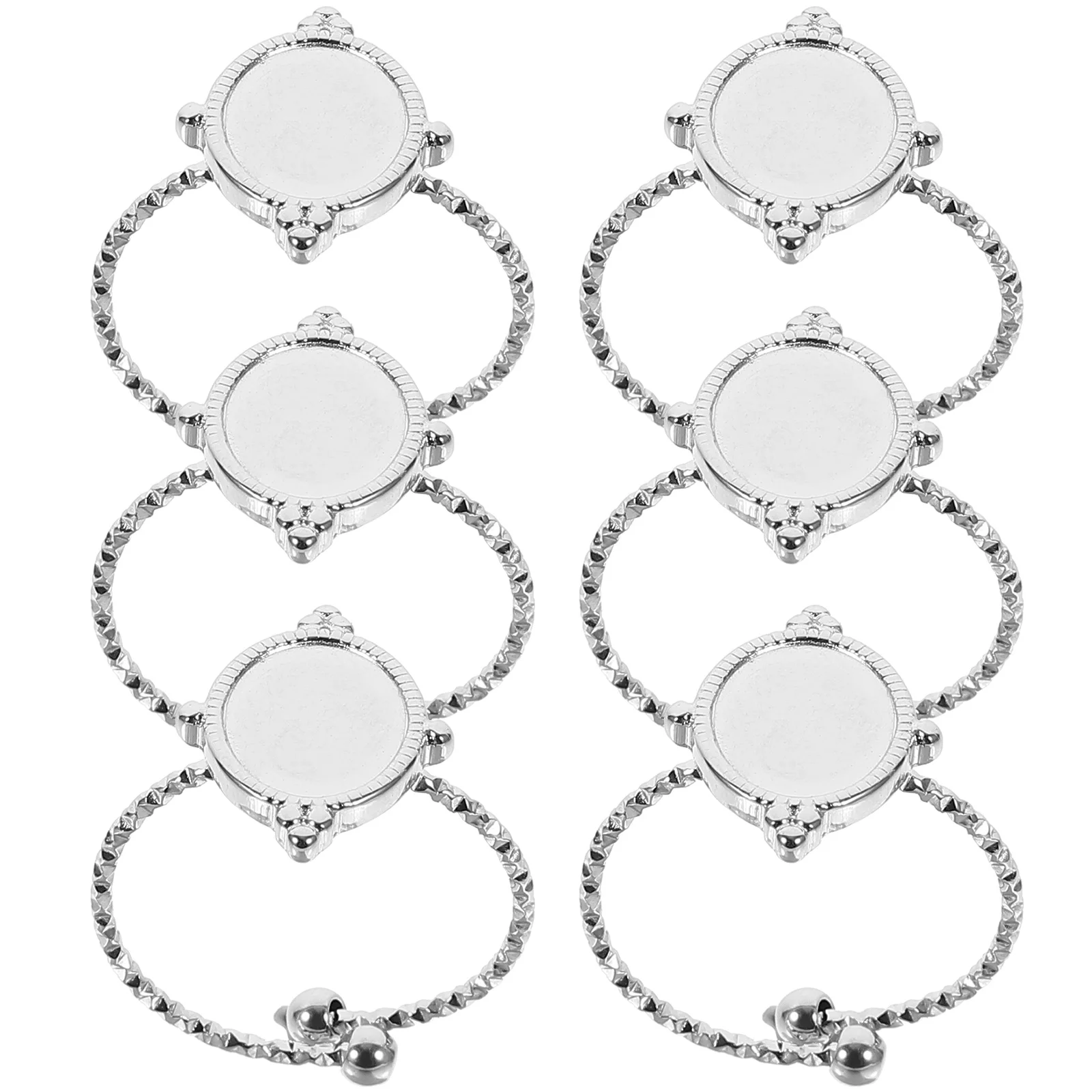 

6pcs Stainless Steel Adjustable Blanks Diy Bases Jewelry Making Supplies Crafts Base Metal Bases Durable Finger Accessories