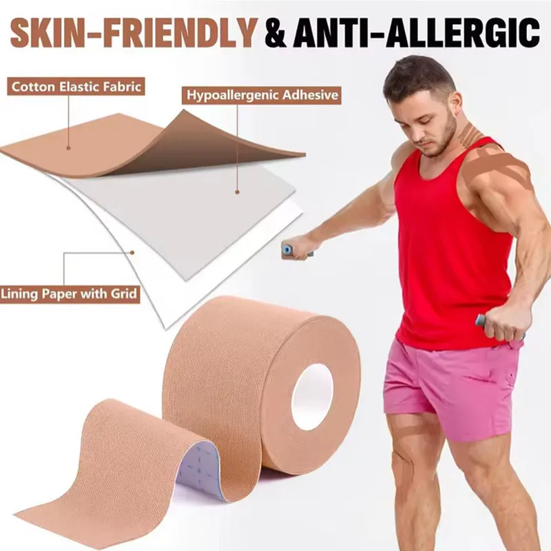 1Roll Elastic Catheter Fixed Patch Kinesiology Sports Tape Self-adhesive Bandage Muscle Pain Relief Bandage