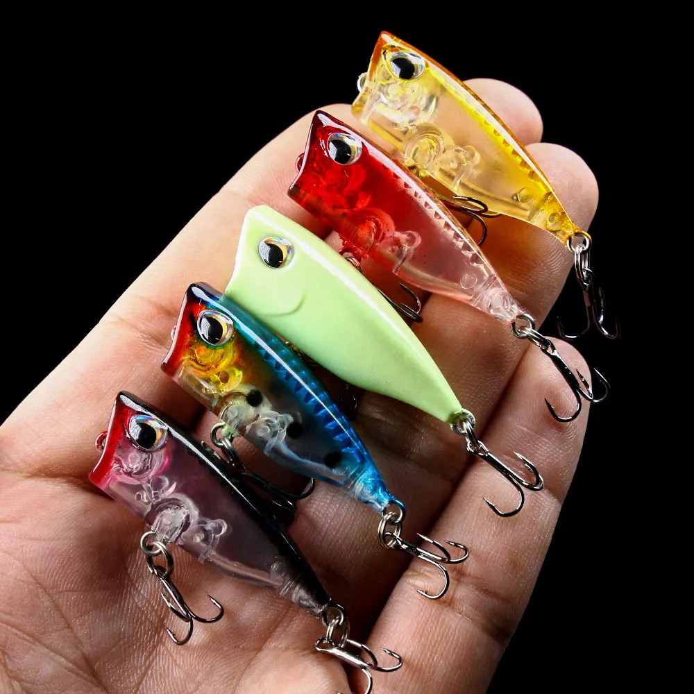 HENGJIA 1 Stück 4 cm 3,3 g schwimmende Popper-Angelköder Topwater-Köder Harter Köder Künstlicher Poper Forelle Hechtangeln Kurbelköder