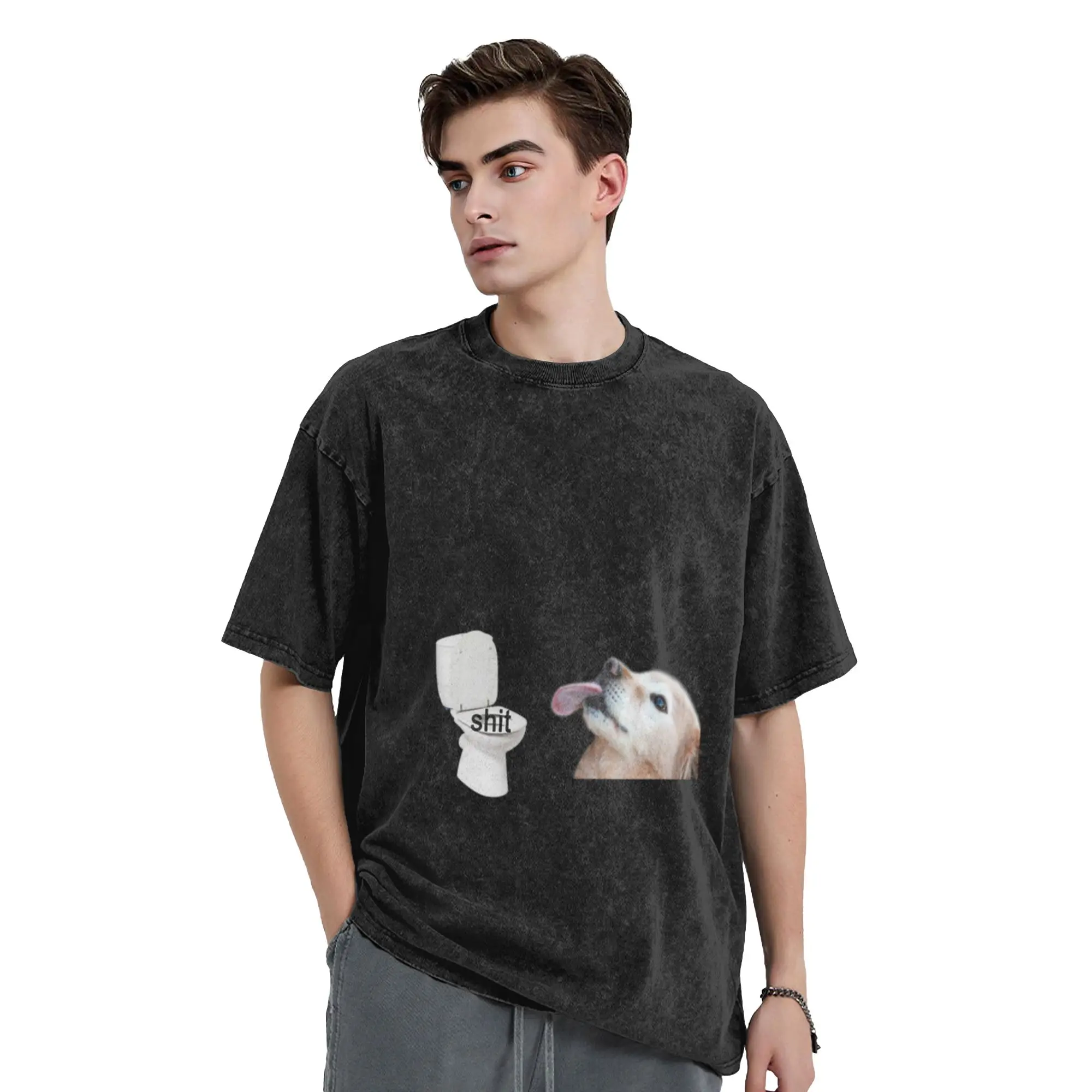 dog and toilet sticker pack Unique Comfort A Washed T Shirt Men's Women's Oversized Cotton Tees Tops