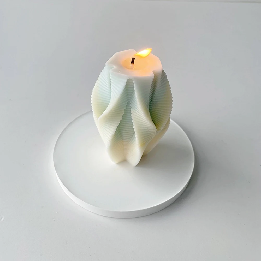 Geometric Rotating Column Candle Silicone Mold Geometric Line Silicone Mold Scented Making Tools 3D DIY Handmade Fragrance