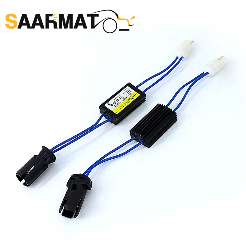 2 قطعة LED CANbus خطأ مجاني T10 فك تحميل المقاومات كابل العالمي بدوره مصباح إشارة سريع فرط فلاش تحذير إصلاح المقاومة