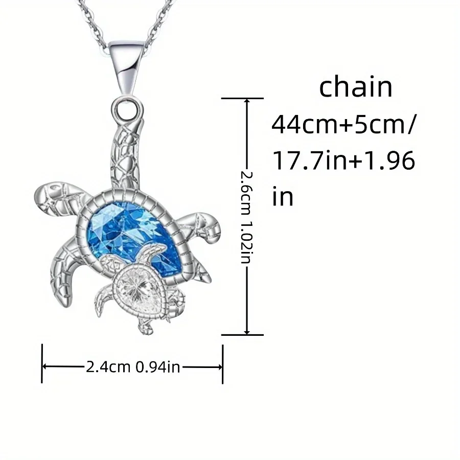 Fashionable Cute Animal Mother Child Turtle Pendant Crystal Turtle Necklace Bohemian Necklaces for Women Animal Jewelry Gift