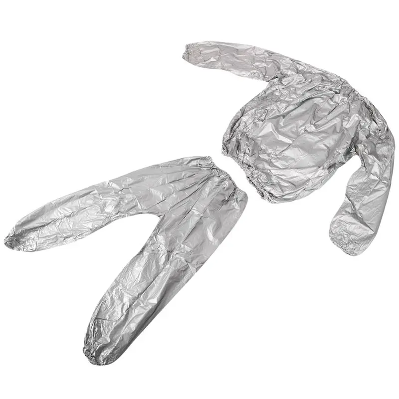 3X Heavy Duty Fitness Weight Loss Sweat Sauna Suit Exercise Gym Anti-Rip Silver XXL
