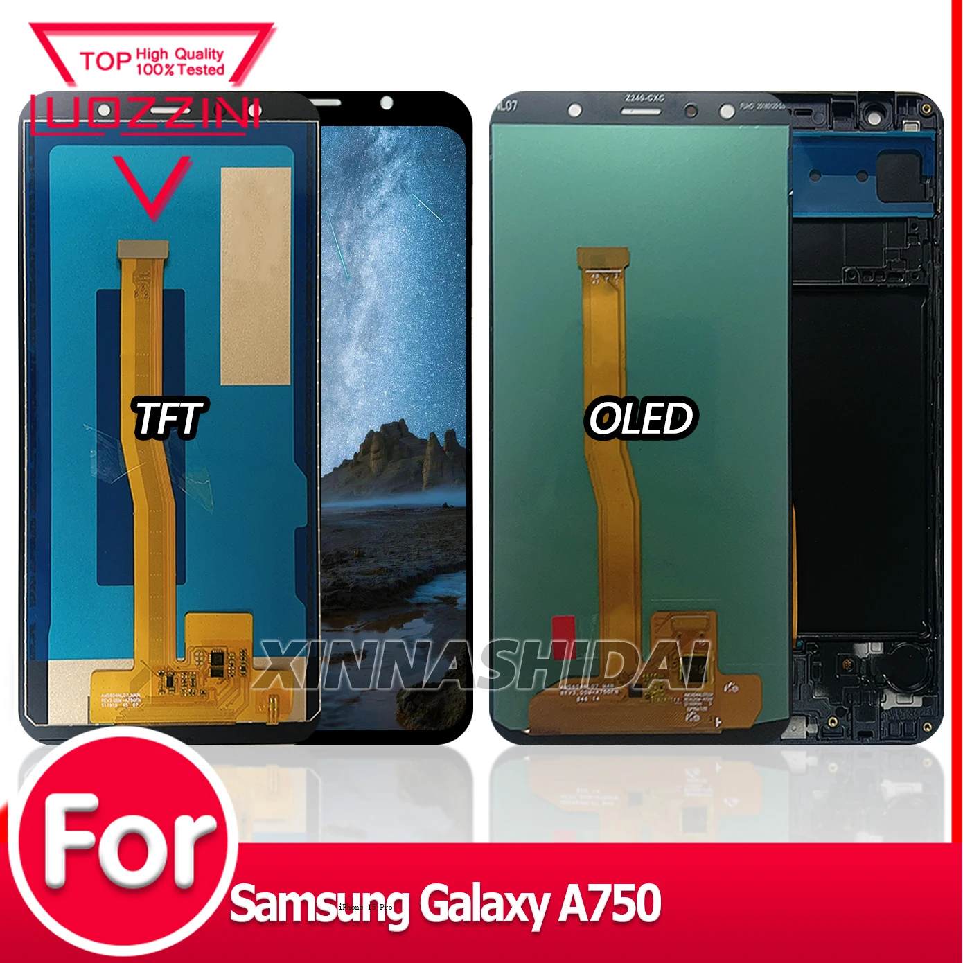 NOVO Display OLED/TFT LCD para Samsung Galaxy A7 2018 A750 SM-A750F, Tela Sensível ao Toque com Aro e Digitalizador, Peça de Reposição