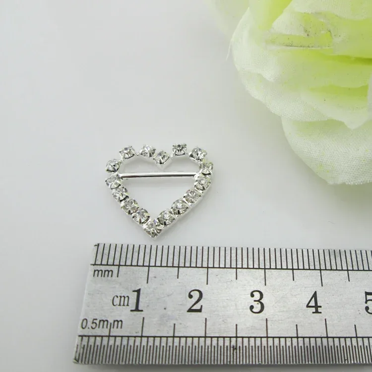 10pcs heart buckle with horizontal bar for invitation ribbon slider 15mm