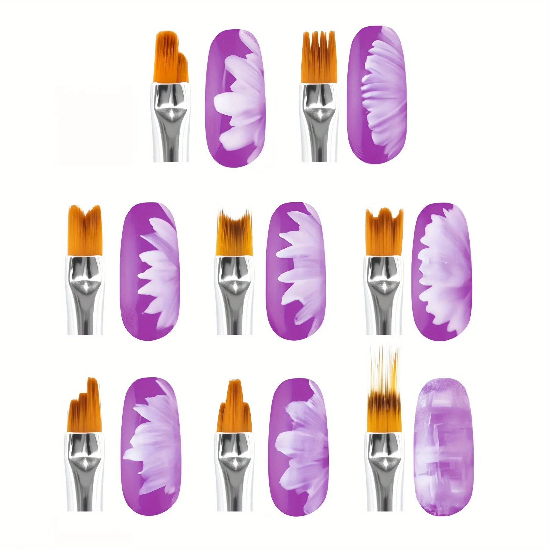 8pcs/set Nail Art Brush Lace Ombre Design Acrylic Nail Gradient Pen DIY UV Gel Painting Drawing Flowers Manicure Salon Tools