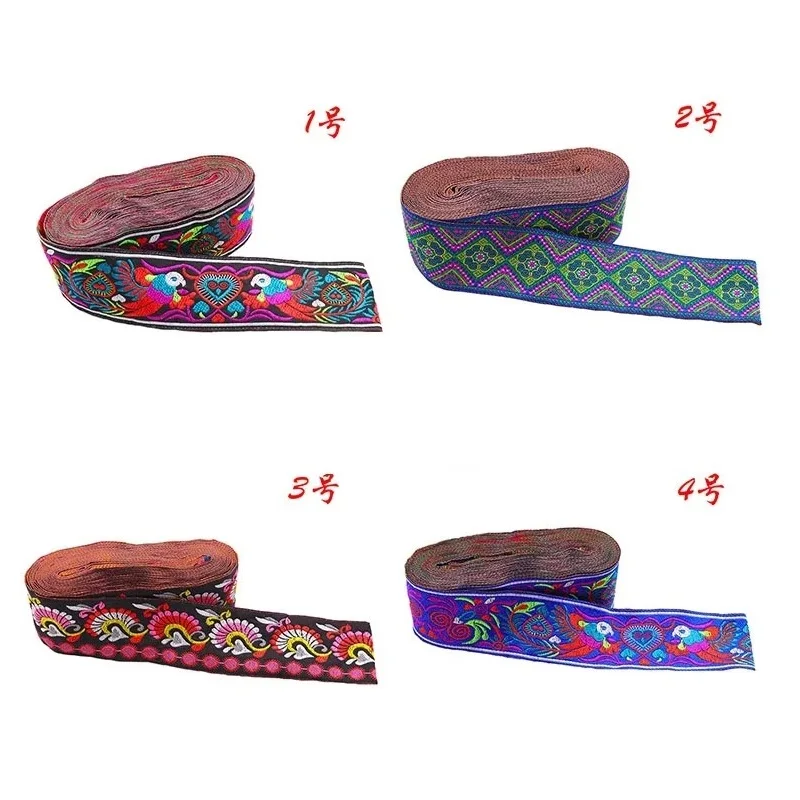 Ethnic Embroidered Jacquard Ribbons Trim Lace Fabric DIY Decoration Handcraft Apparel Sewing Headwear Accessories 5cm x 7meters