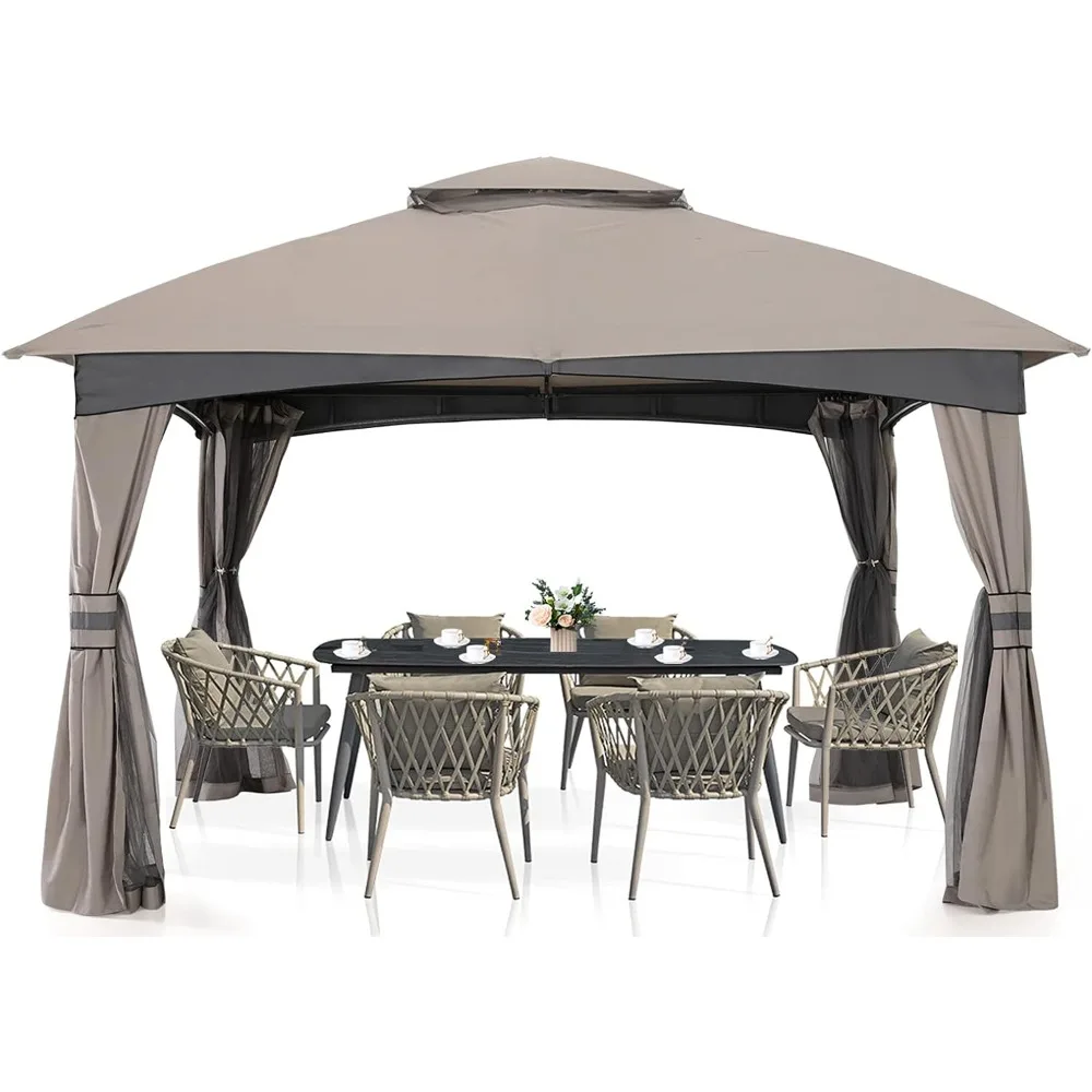 Outdoor Patio Gazebo for Garden with Upgrade Steel Frame and Netting Walls (10x10,Gray)