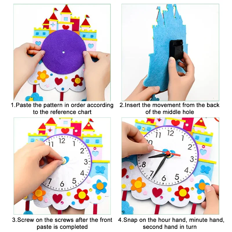 DIY Clock Kids Toys Arts Crafts Hour Minute Second For Children Montessori Educational Cognition Gift Early Preschool Education