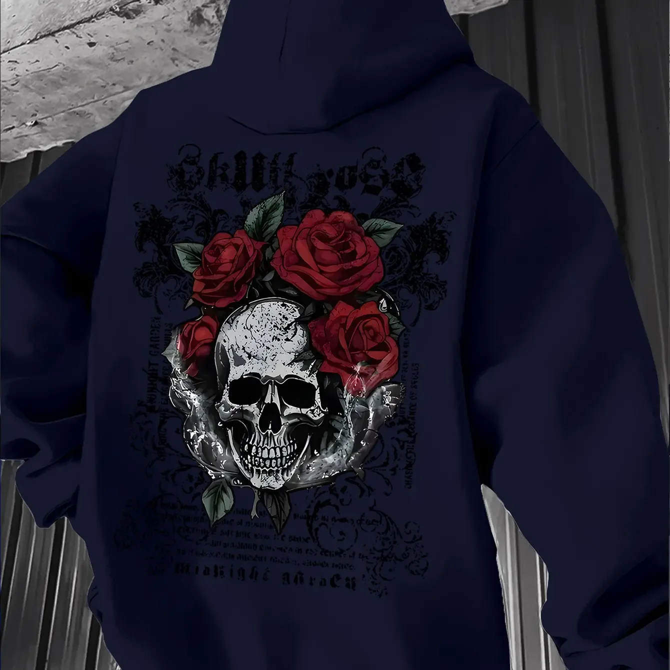 Men's trendy American hip-hop style skull print hoodie long-sleeved pullover men's sweatshirt with street dark style - Image 5