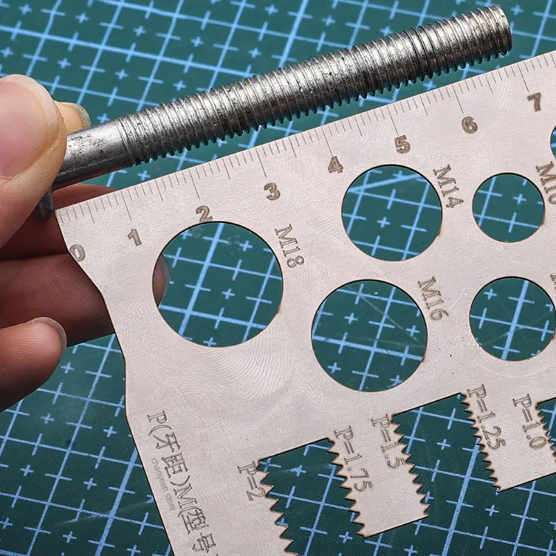 

M3-M18 Thread Checker Screw Measurement Ruler Stainless Steel Caliper Metric for Measuring Screw Pitch Bit Bolt Nut Screw