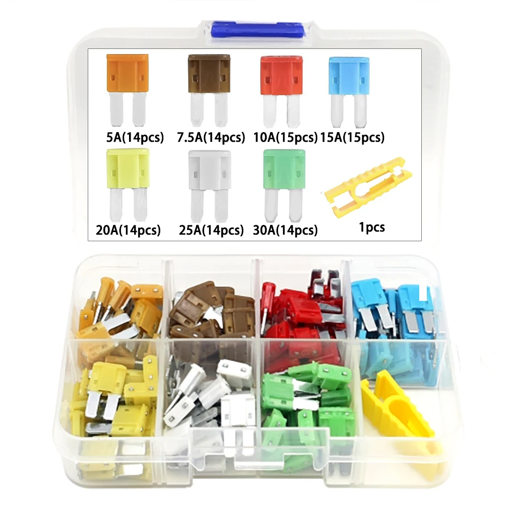 100pcs Micro2 Blade Fuses Assortment Kit (5A,7.5A,10A,15A,20A,25A,30A) with Fuse Puller, ATR Micro2 Fuse for Truck SUV Boat RV